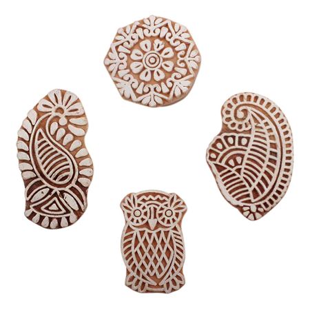 Set of 4 Piece New Mix Wooden Printing Block